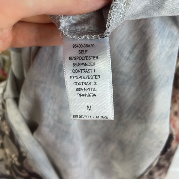 Oneworld Mixed Floral Print Lace Long Sleeve Scoop Neck Top Medium Women’s EUC - Picture 8 of 10